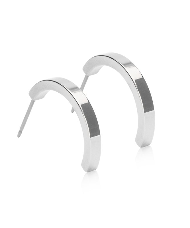 Oorbellen Blomdahl titanium boogje zilverkleurig 20 mm. (incl. achterkantjes) - Staartjes en Strikjes