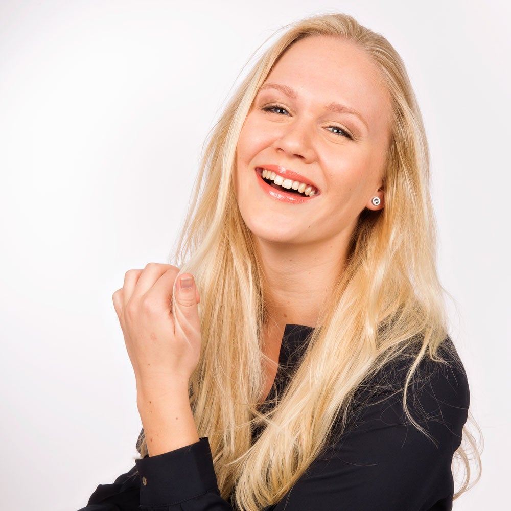 Oorbellen Blomdahl titanium knopje crystal 8 mm. (incl. vlindersluiting) - Staartjes en Strikjes