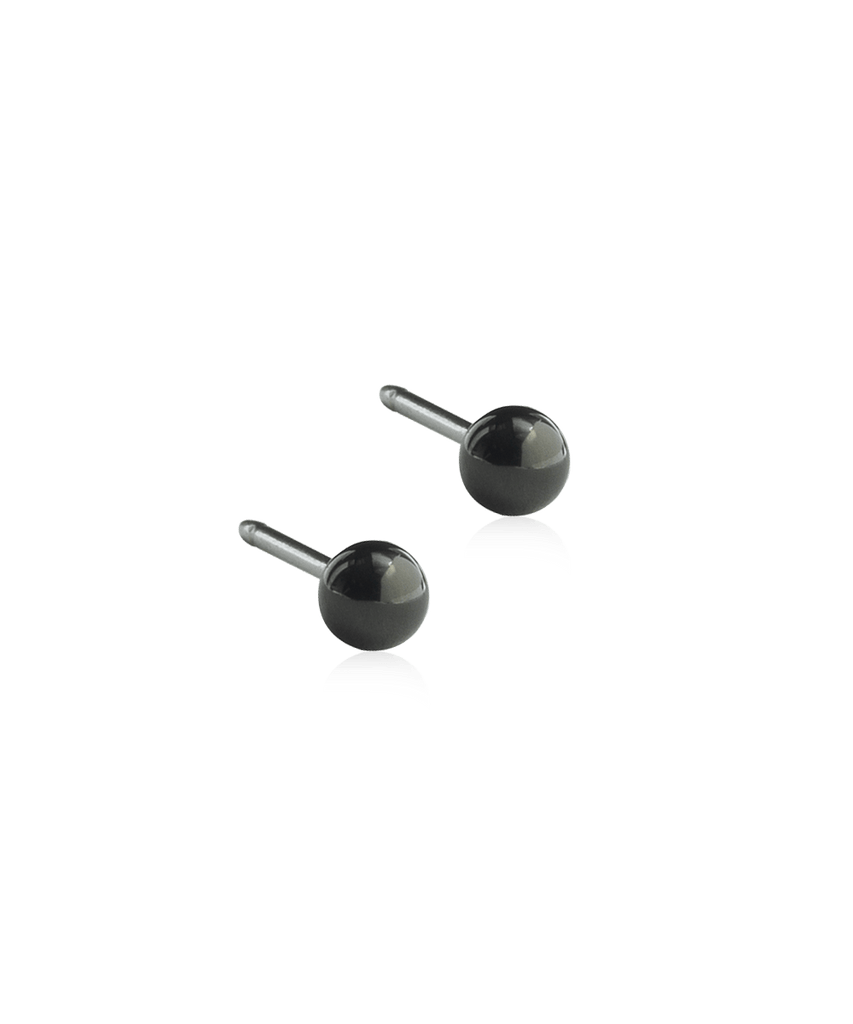 Oorbellen Blomdahl titanium knopje zwart 3 mm. (incl. achterkantjes) - Staartjes en Strikjes