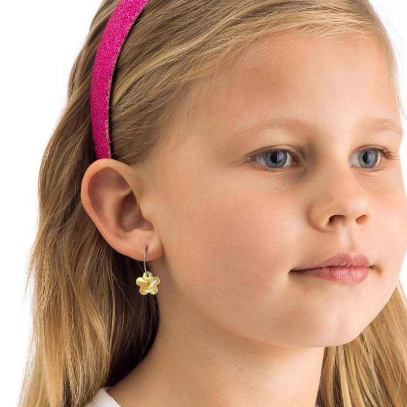 Oorbellen Blomdahl titanium oorringen 14 mm. bloemetje rainbow - Staartjes en Strikjes