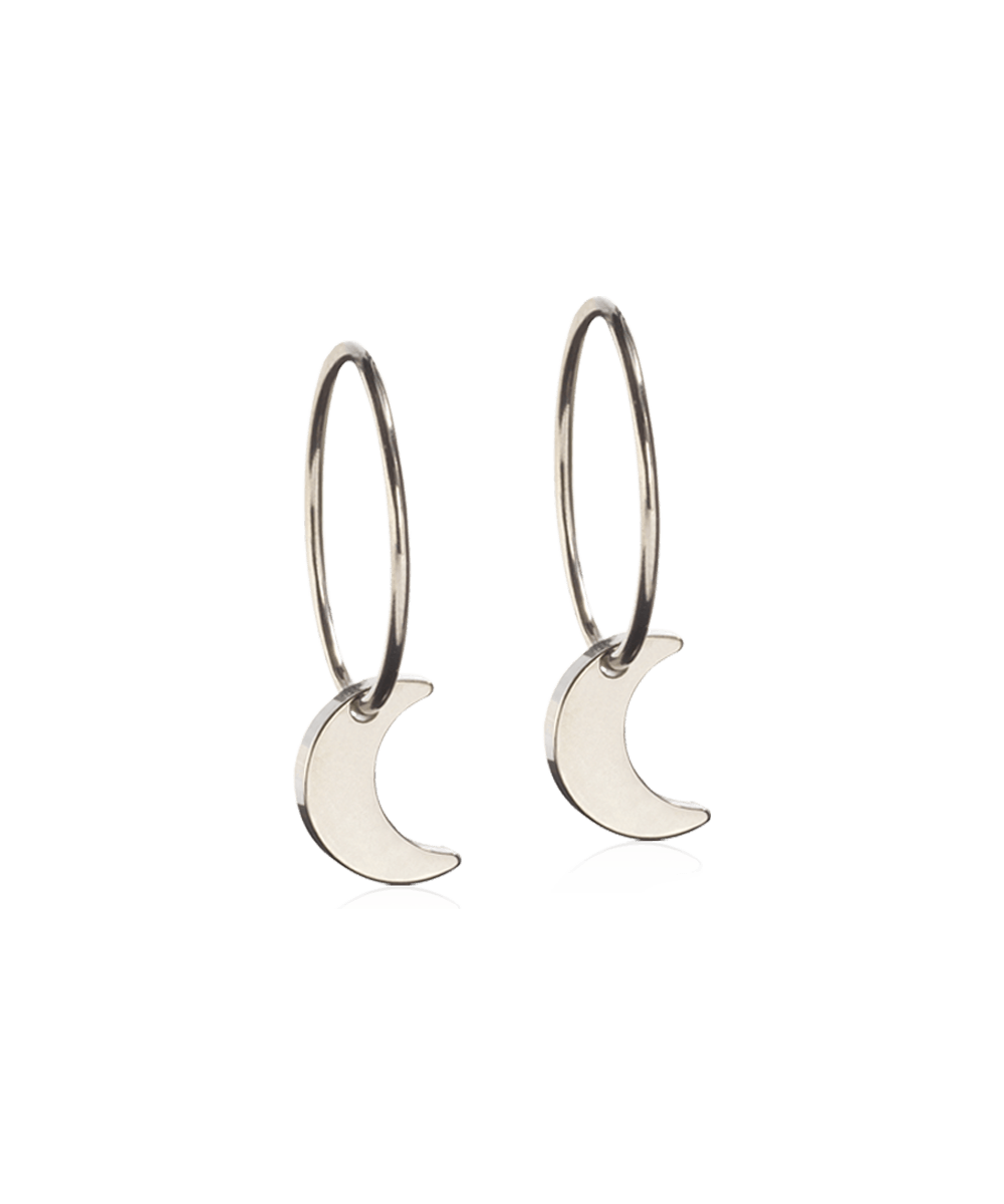 Oorbellen Blomdahl titanium oorringen 14 mm. met maan - Staartjes en Strikjes