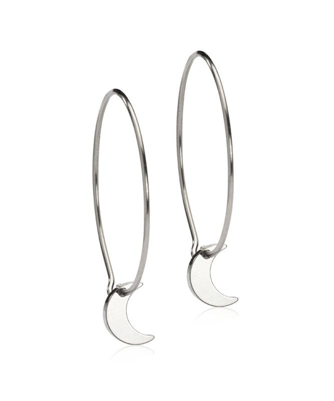 Oorbellen Blomdahl titanium oorringen 25 mm. met maan - Staartjes en Strikjes