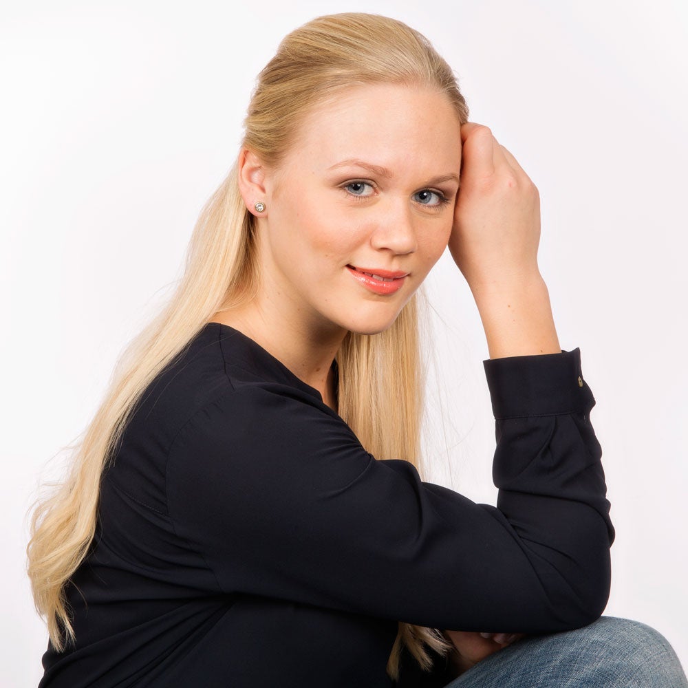 Oorbellen Blomdahl titanium rondje goudkleurig met crystal 8 mm. (incl. vlindersluiting) - Staartjes en Strikjes