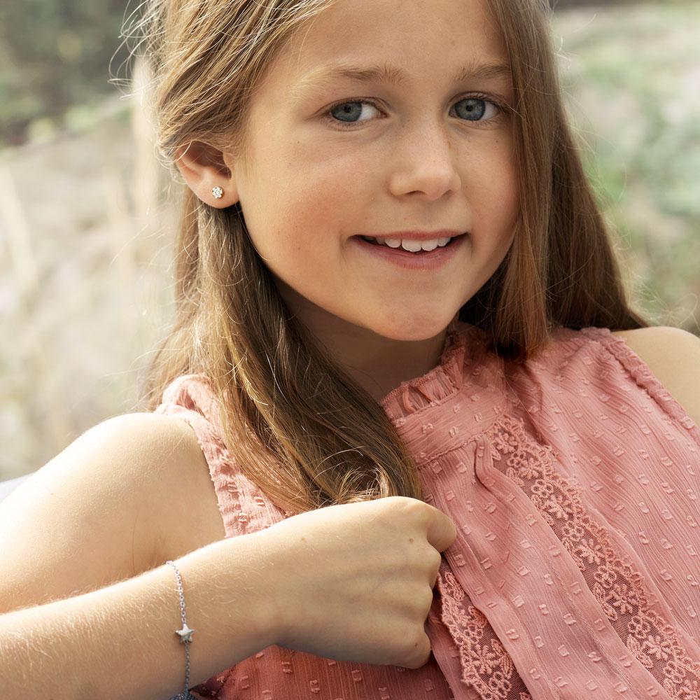 Oorbellen Blomdahl titanium rondje met Swarovski crystal - Staartjes en Strikjes