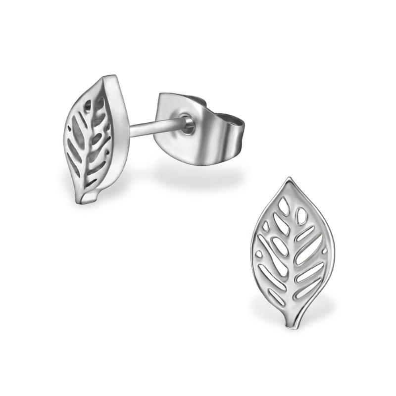 Oorbellen chirurgisch staal blaadje - Staartjes en Strikjes