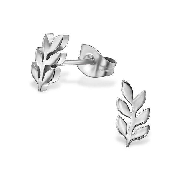 Oorbellen chirurgisch staal blaadjes zilverkleurig - Staartjes en Strikjes