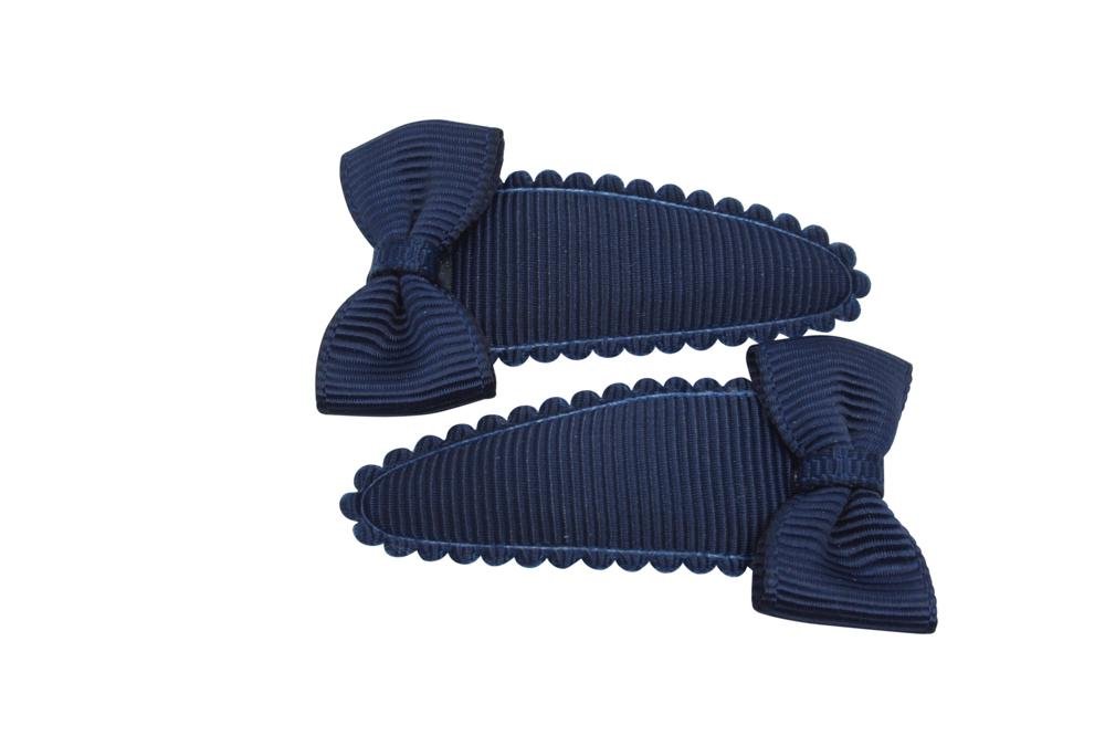 Peuter/kleuter haarspeldjes met strikjes donker blauw - Staartjes en Strikjes