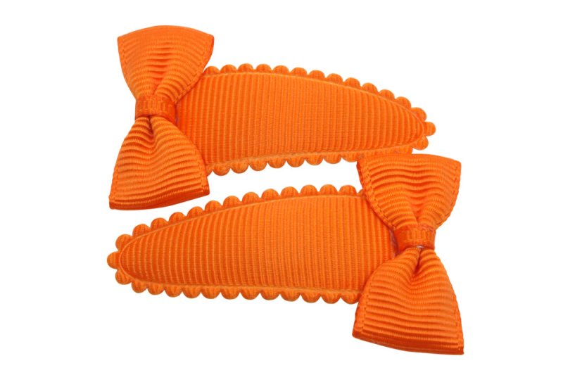 Peuter/kleuter haarspeldjes met strikjes oranje - Staartjes en Strikjes