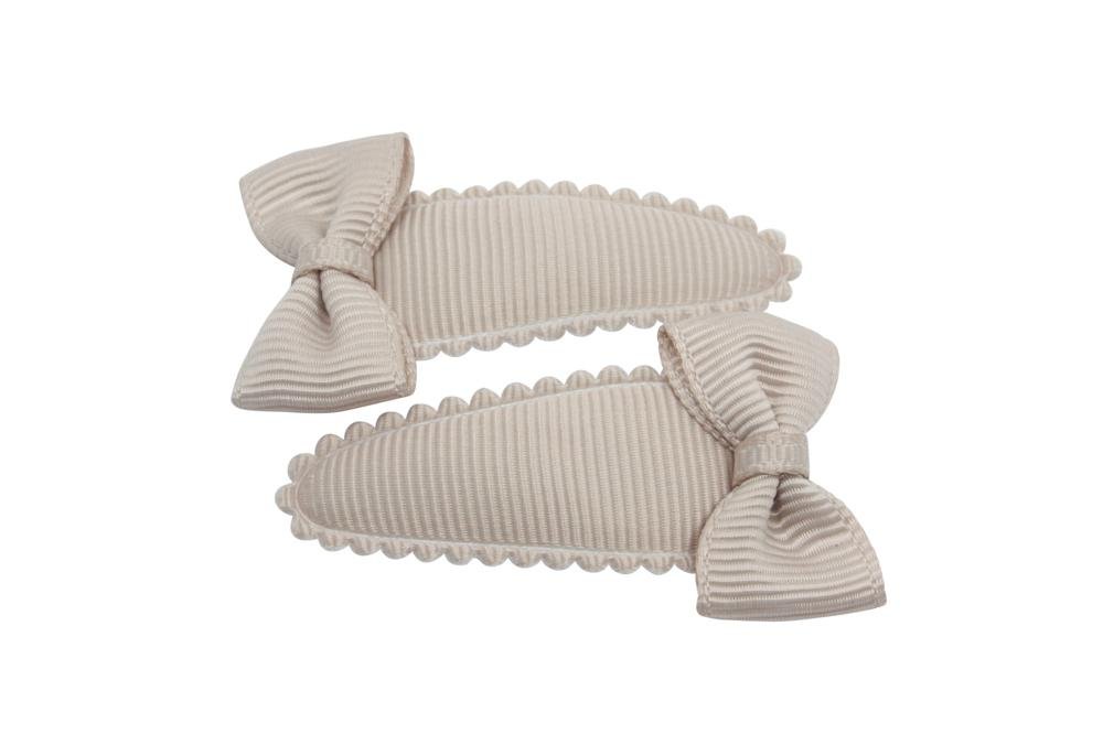 Peuter/kleuter haarspeldjes met strikjes taupe - Staartjes en Strikjes