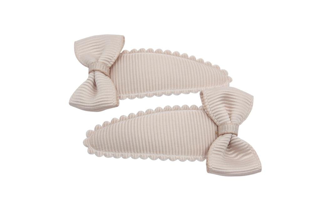 Peuter/kleuter haarspeldjes met strikjes vanille - Staartjes en Strikjes