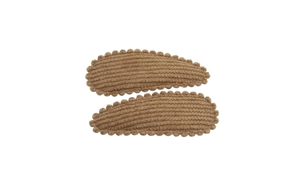 Peuter/kleuter haarspeldjes ribstof bruin - Staartjes en Strikjes