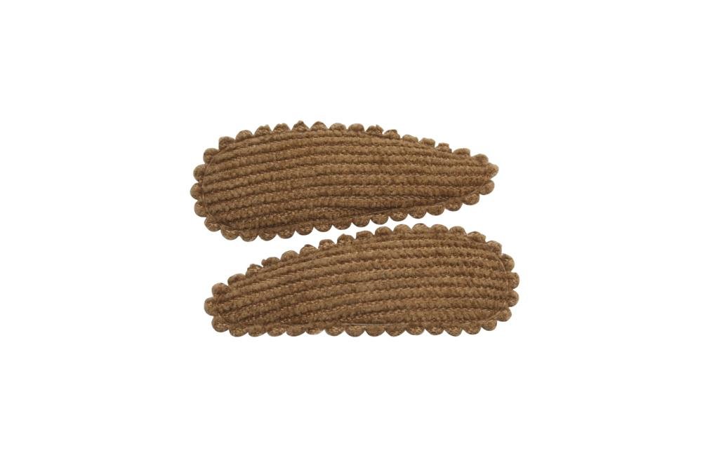 Peuter/kleuter haarspeldjes ribstof chipmunk bruin - Staartjes en Strikjes