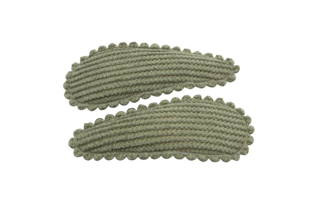 Peuter/kleuter haarspeldjes ribstof mos groen - Staartjes en Strikjes