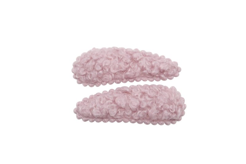 Peuter/kleuter haarspeldjes teddy/wollig licht paars/roze - Staartjes en Strikjes