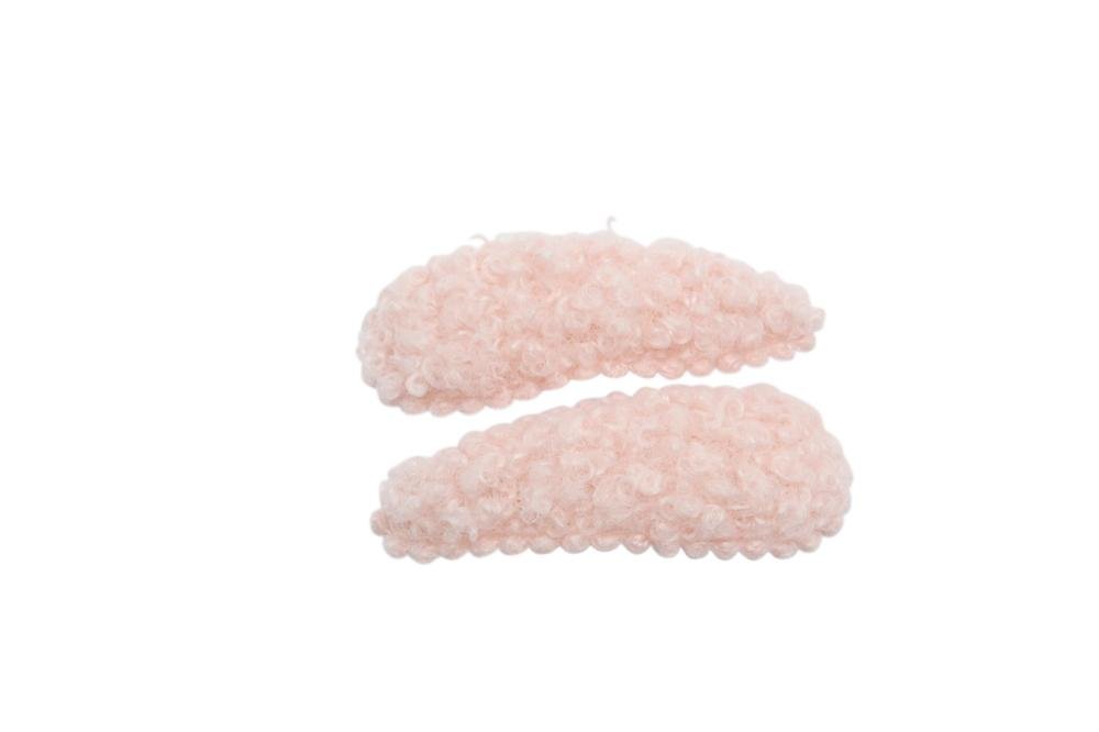 Peuter/kleuter haarspeldjes teddy/wollig licht roze - Staartjes en Strikjes