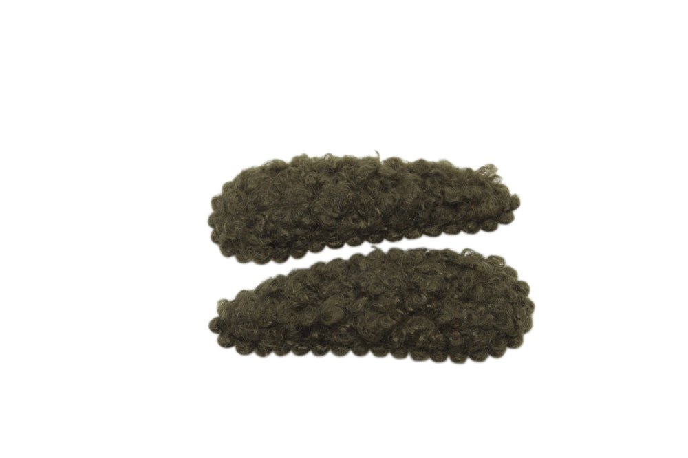 Peuter/kleuter haarspeldjes teddy/wollig mos groen - Staartjes en Strikjes