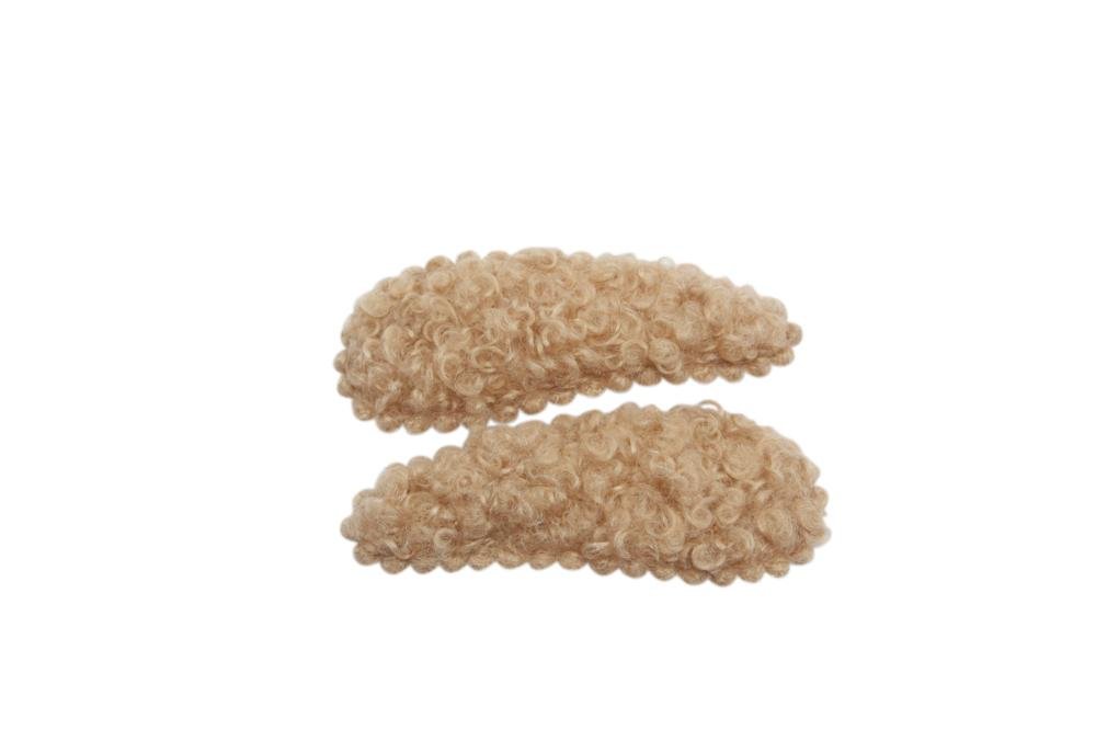 Peuter/kleuter haarspeldjes teddy/wollig tan bruin - Staartjes en Strikjes