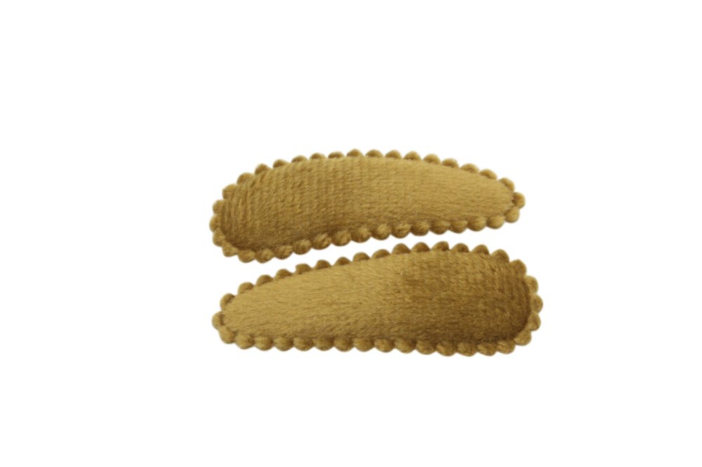 Peuter/kleuter haarspeldjes veloers mosterd/goud bruin - Staartjes en Strikjes