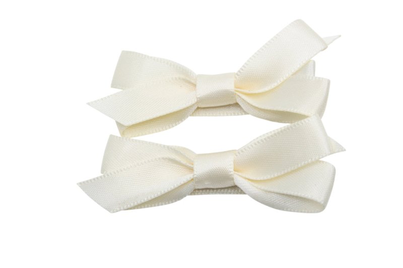 Setje alligator haarspeldjes met satijn strikje creme - Staartjes en Strikjes