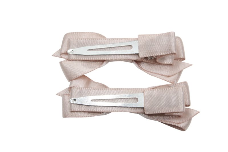Setje alligator haarspeldjes met satijn strikje vanille - Staartjes en Strikjes