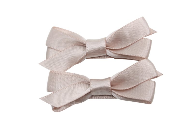 Setje alligator haarspeldjes met satijn strikje vanille - Staartjes en Strikjes