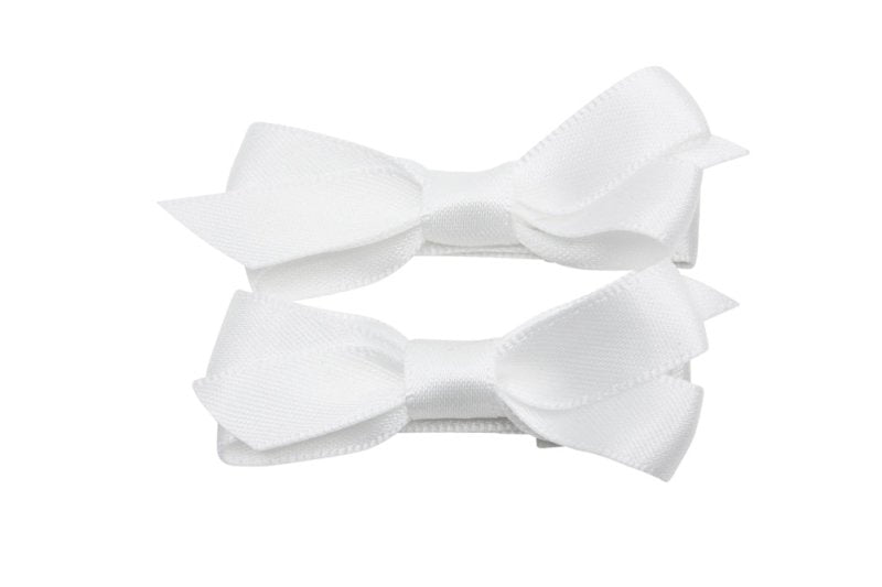 Setje alligator haarspeldjes met satijn strikje wit - Staartjes en Strikjes