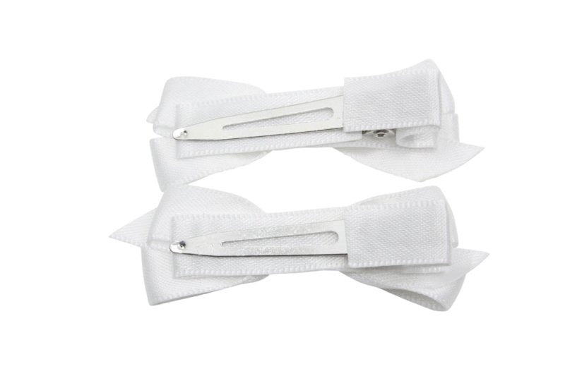 Setje alligator haarspeldjes met satijn strikje wit - Staartjes en Strikjes