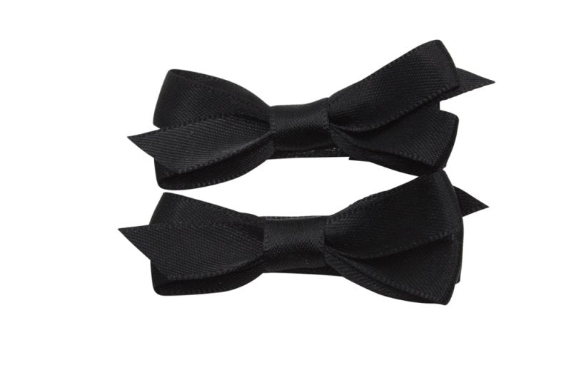 Setje alligator haarspeldjes met satijn strikje zwart - Staartjes en Strikjes