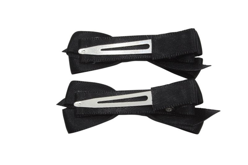 Setje alligator haarspeldjes met satijn strikje zwart - Staartjes en Strikjes