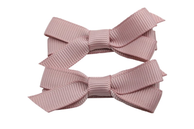 Setje alligator haarspeldjes met strikje antique mauve - Staartjes en Strikjes