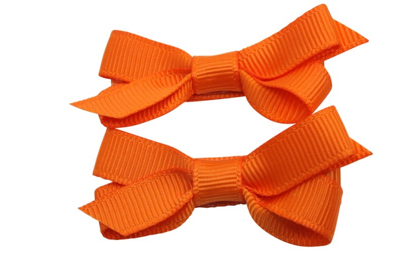 Setje alligator haarspeldjes met strikje oranje - Staartjes en Strikjes