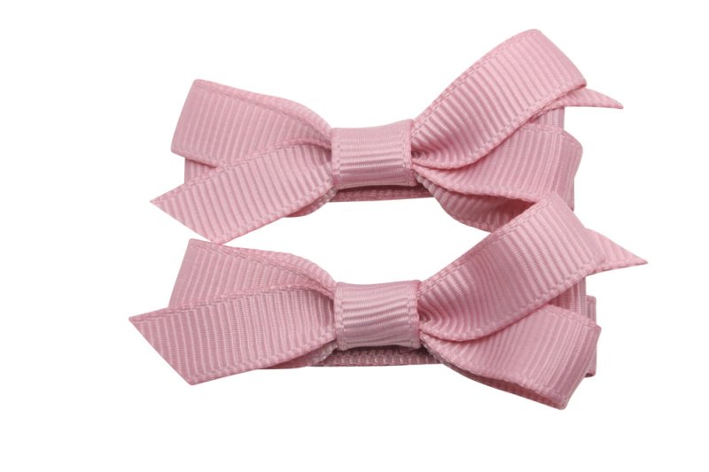 Setje alligator haarspeldjes met strikje oud roze - Staartjes en Strikjes