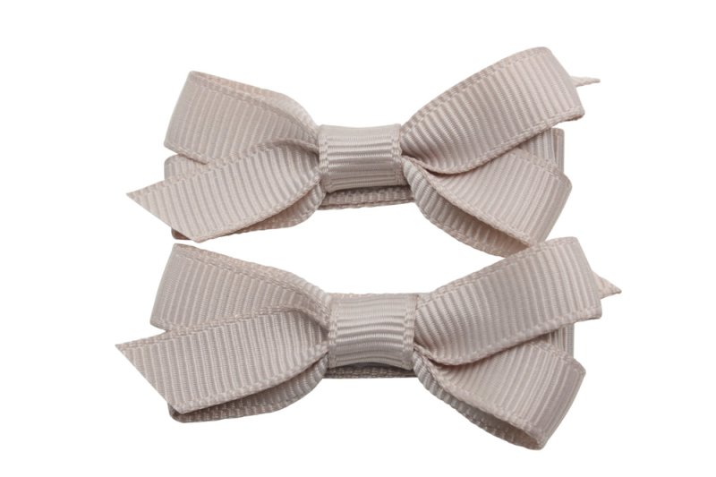 Setje alligator haarspeldjes met strikje taupe - Staartjes en Strikjes