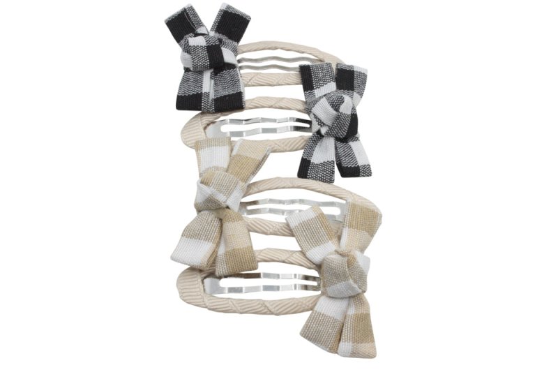 Setje haarspeldjes met strikjes geruit - Staartjes en Strikjes