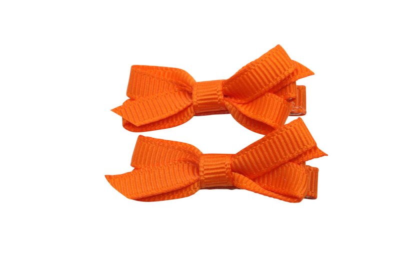 Setje mini alligator haarspeldjes met strikje oranje - Staartjes en Strikjes