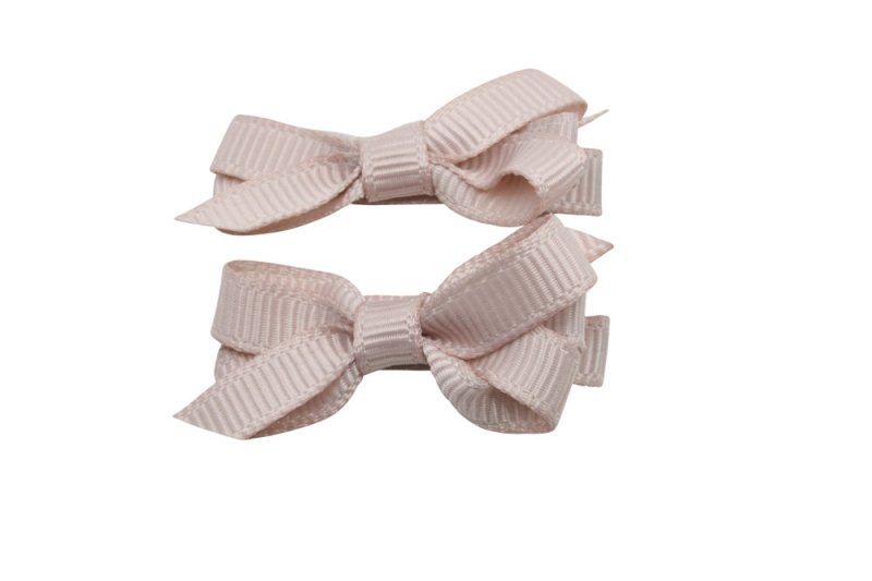 Setje mini alligator haarspeldjes met strikje vanille - Staartjes en Strikjes