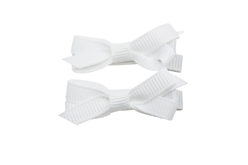 Setje mini alligator haarspeldjes met strikje wit - Staartjes en Strikjes