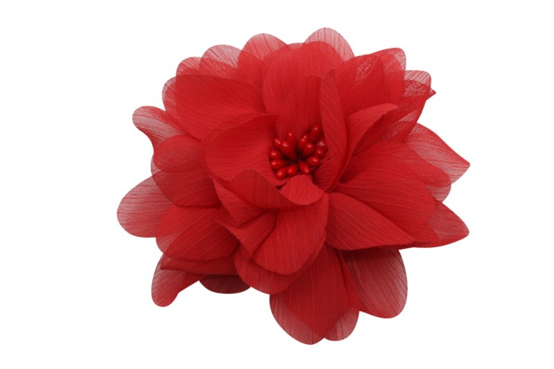 Stoffen haarbloem groot rood - Staartjes en Strikjes