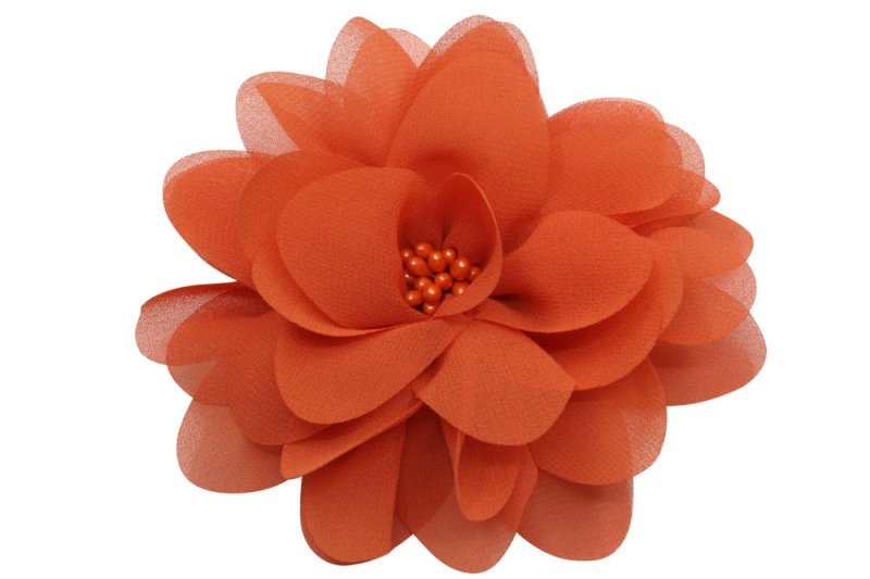 Stoffen haarbloem groot warm oranje - Staartjes en Strikjes