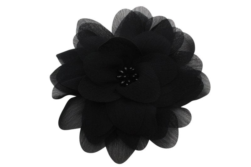 Stoffen haarbloem groot zwart - Staartjes en Strikjes