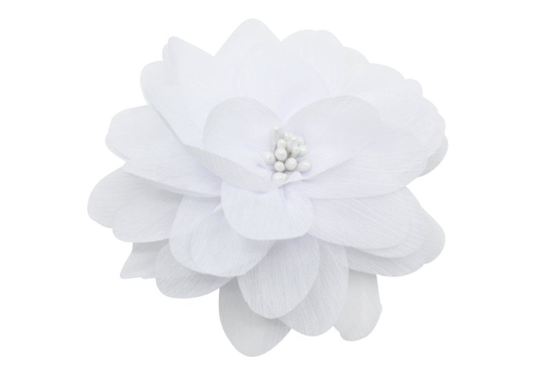 Stoffen haarbloem wit - Staartjes en Strikjes