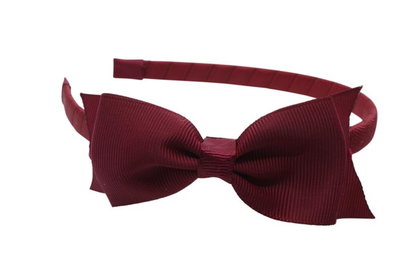 Strik diadeem/haarband lint bordeaux rood - Staartjes en Strikjes