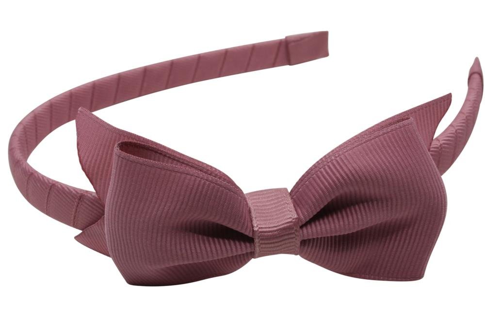 Strik diadeem/haarband lint diep oudroze/mauve - Staartjes en Strikjes