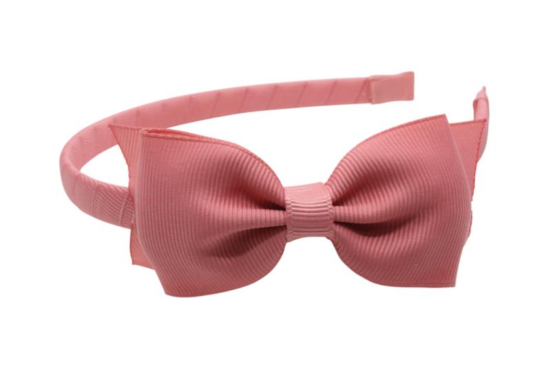 Strik diadeem/haarband lint dusty rose - Staartjes en Strikjes