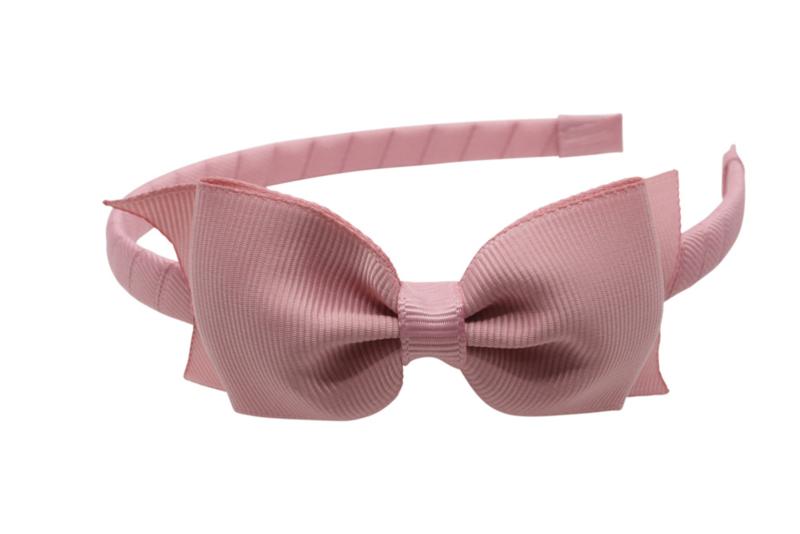 Strik diadeem/haarband lint oud roze - Staartjes en Strikjes