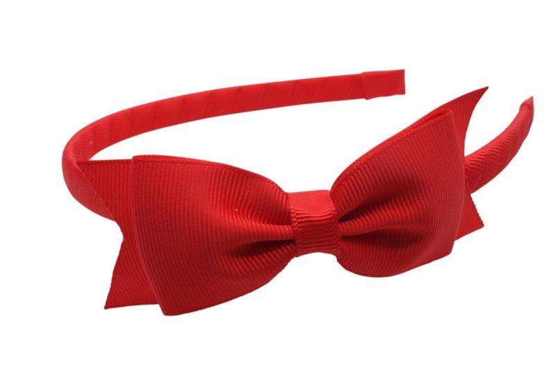 Strik diadeem/haarband lint rood - Staartjes en Strikjes