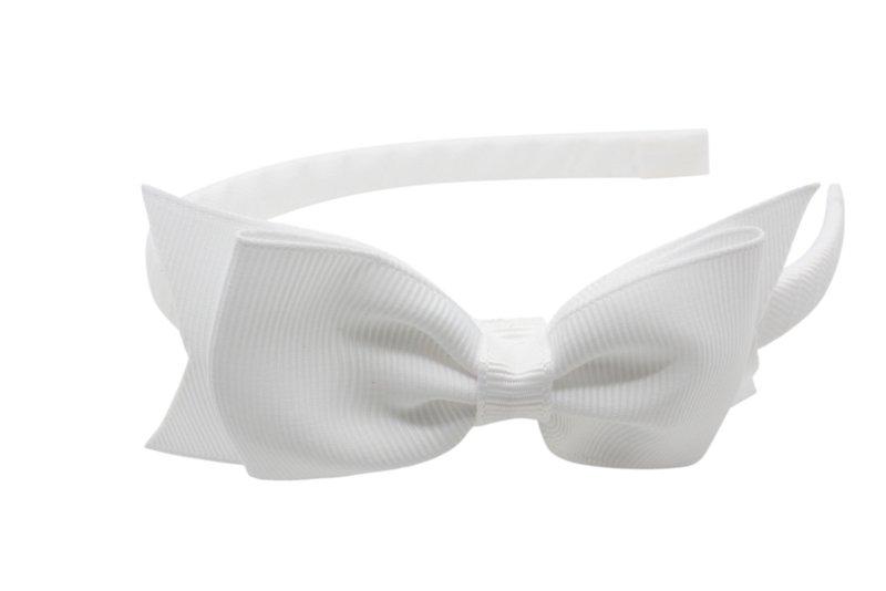 Strik diadeem/haarband lint wit - Staartjes en Strikjes
