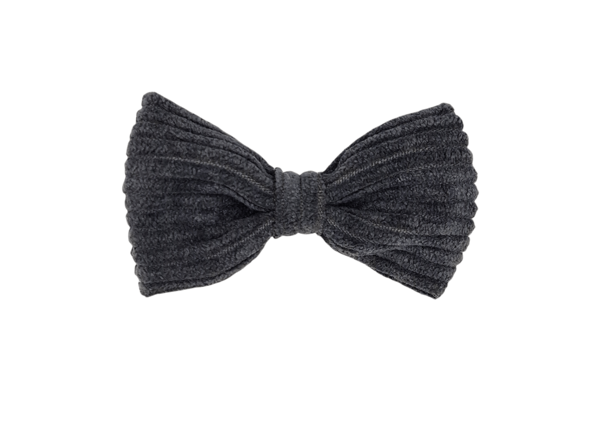 Vlinder haarstrik donker grijs ribstof alligatorspeld zonder tandjes - Staartjes en Strikjes