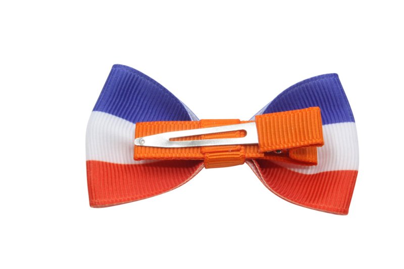 Vlinder haarstrik op alligatorspeldje zonder tandjes "Holland" - Staartjes en Strikjes