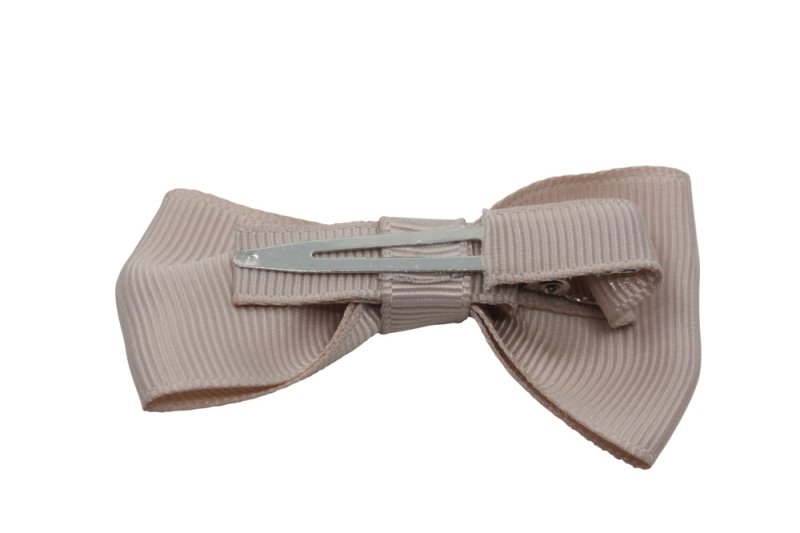 Vlinder haarstrik taupe op alligatorspeldje zonder tandjes - Staartjes en Strikjes